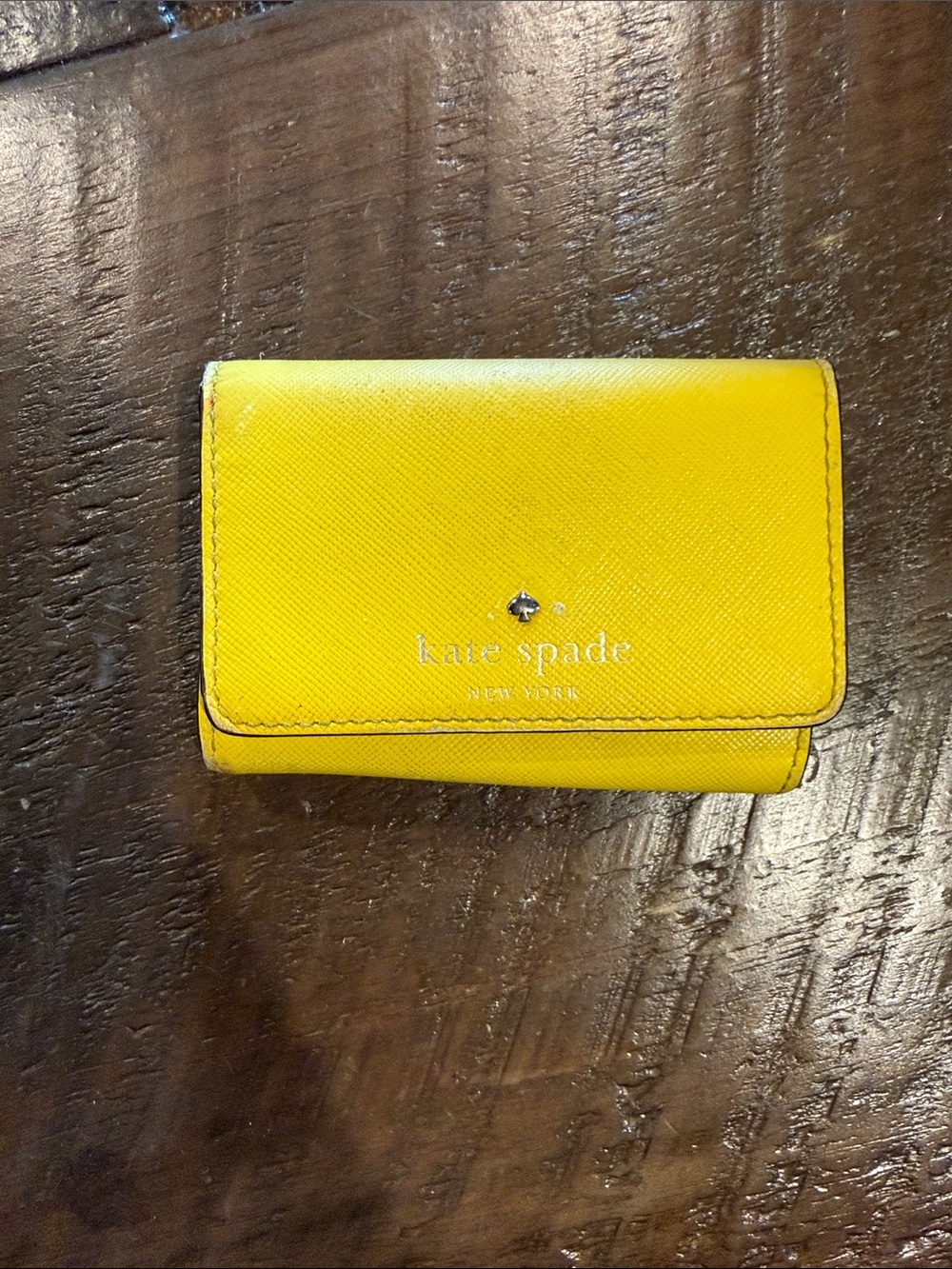 kate spade Yellow Saffiano Leather Compact Card Holder